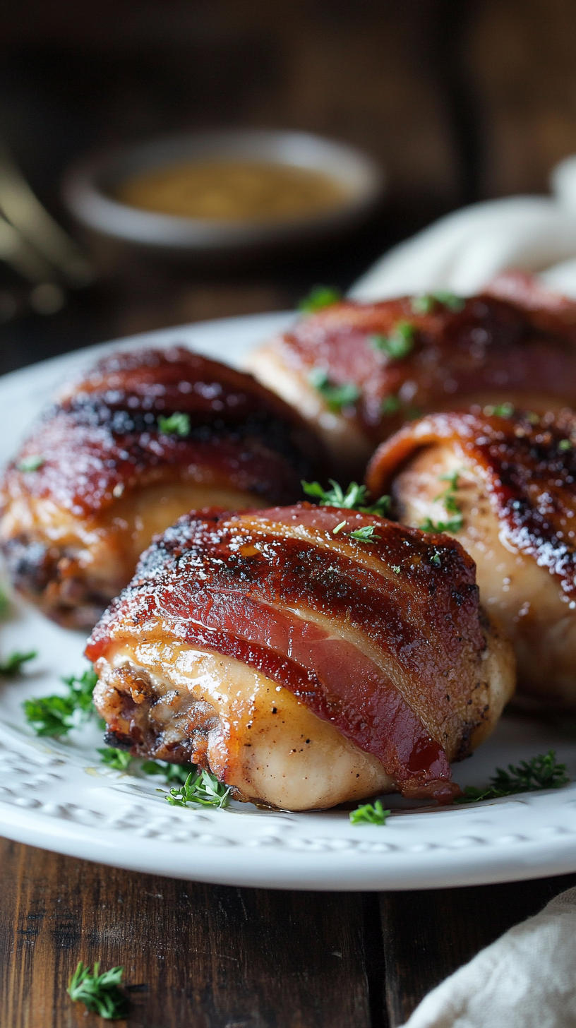 Photo of a Boneless Chicken Thighs Wrapped In Bacon