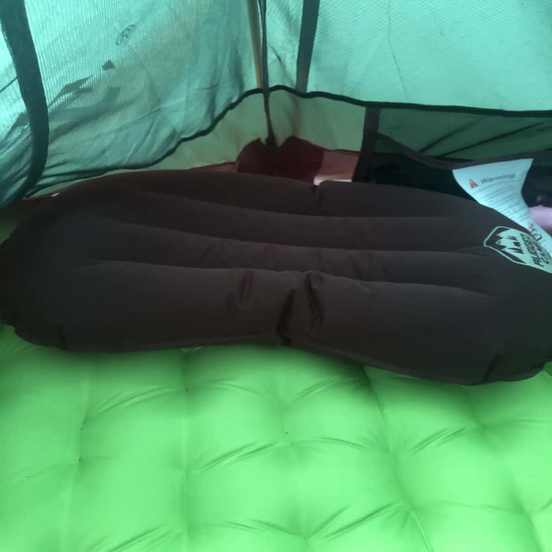 Inflatable backpacking pillow in my tent