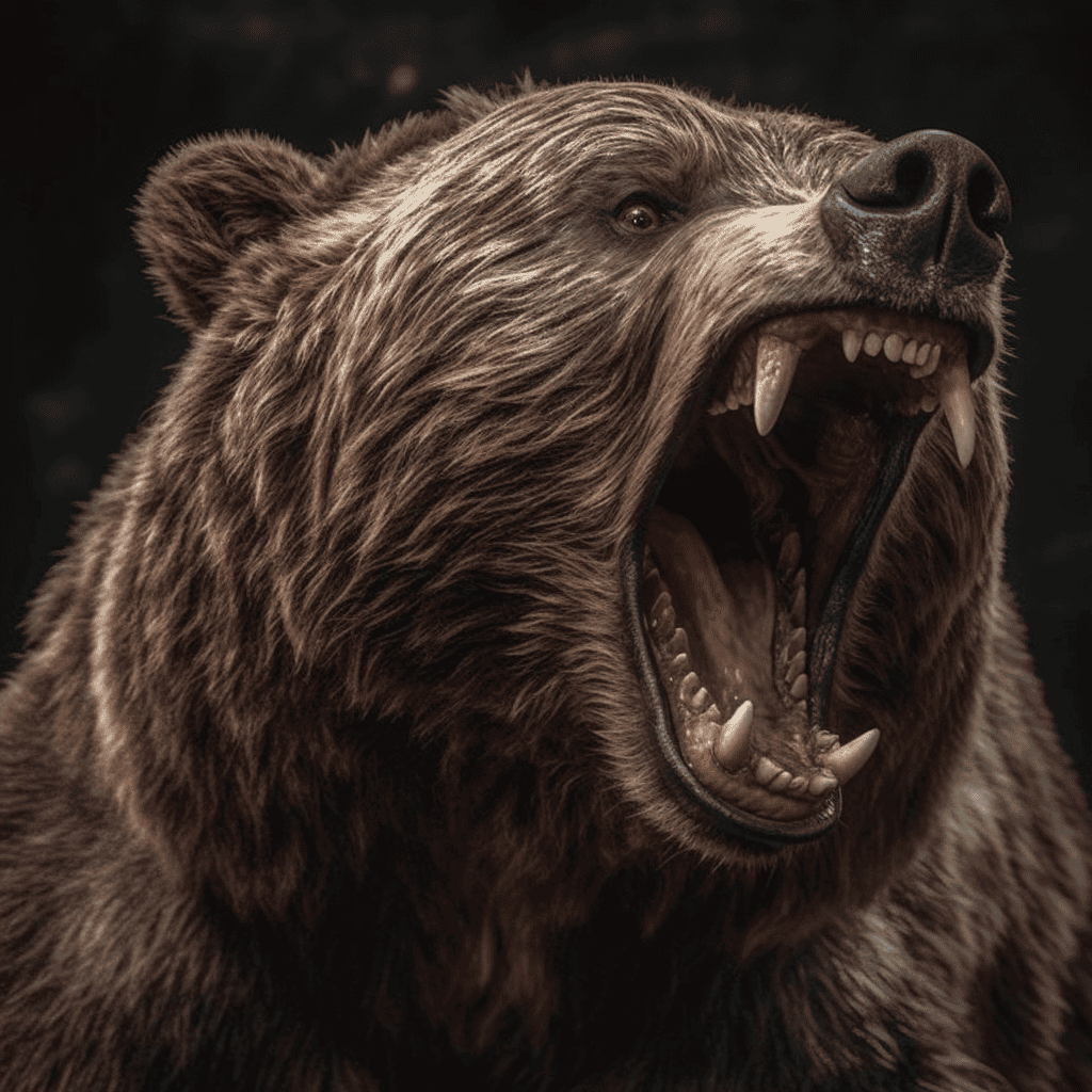 snarling bear up close