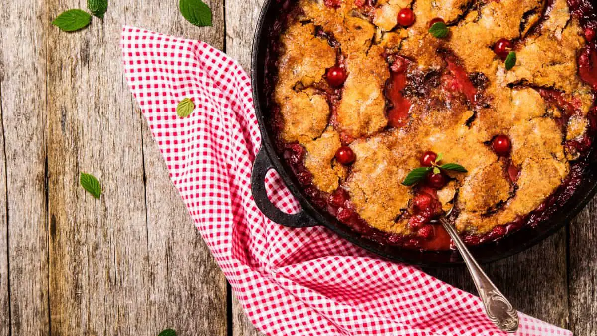 105 camping recipes campfire Cherry Dump Cake in a Dutch Oven