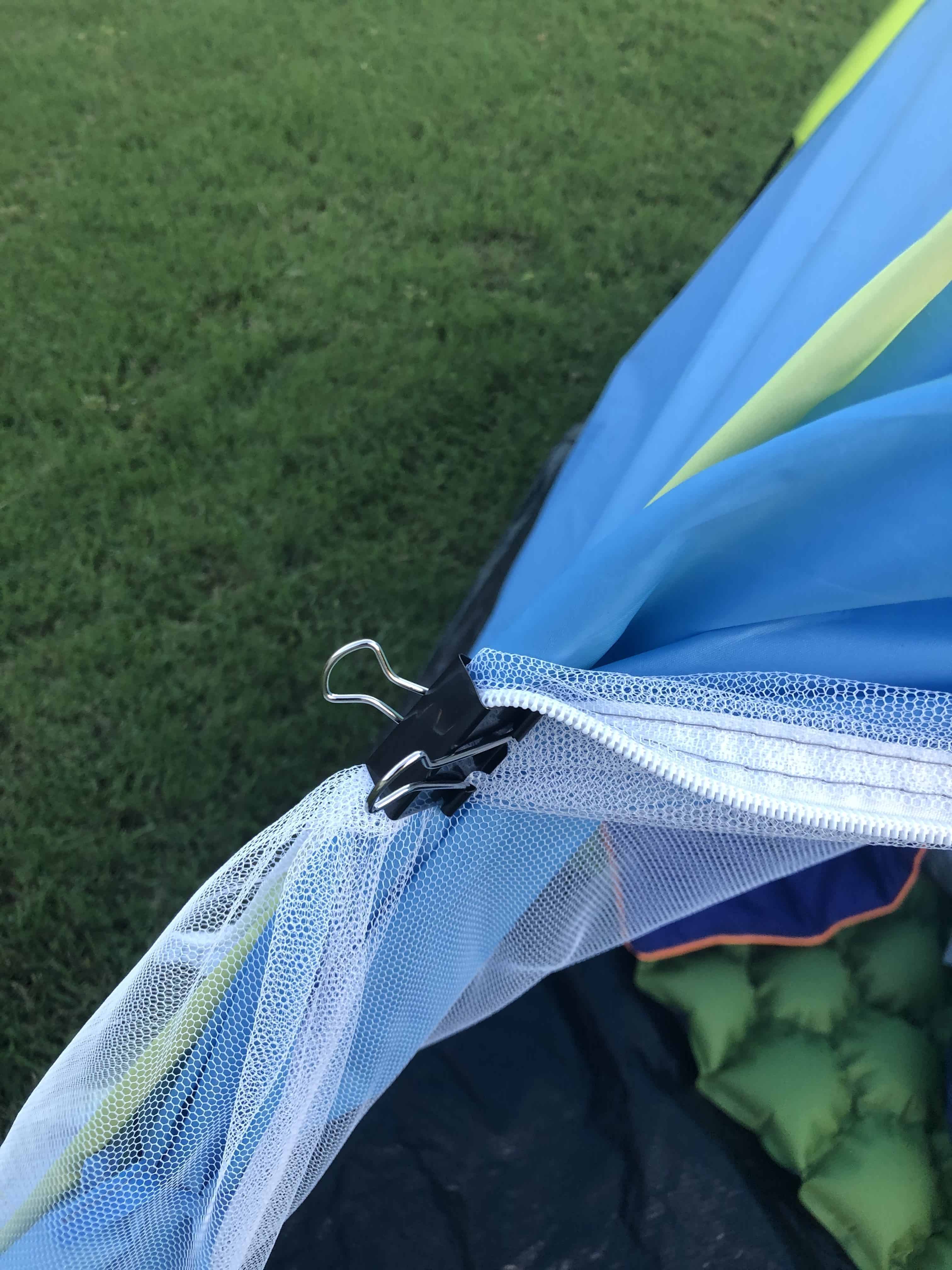 Cozy tent binder clips