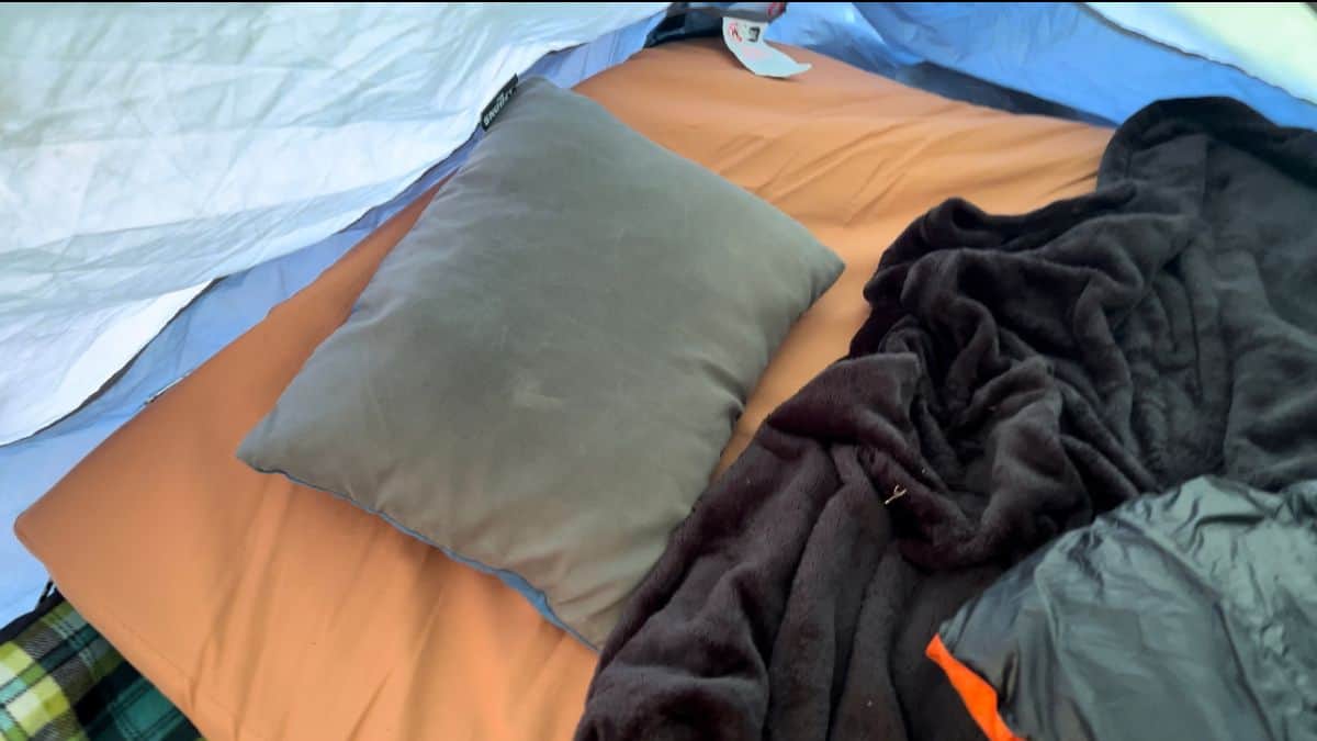 Foam mattress in a camping tent