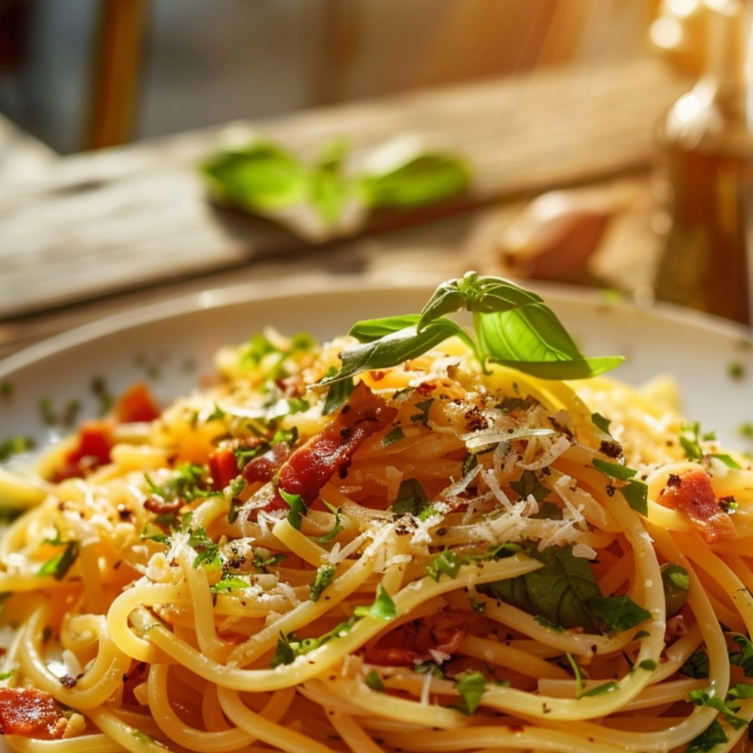 Photo of a Garlic Bacon Pasta For A Simple Quick Meal