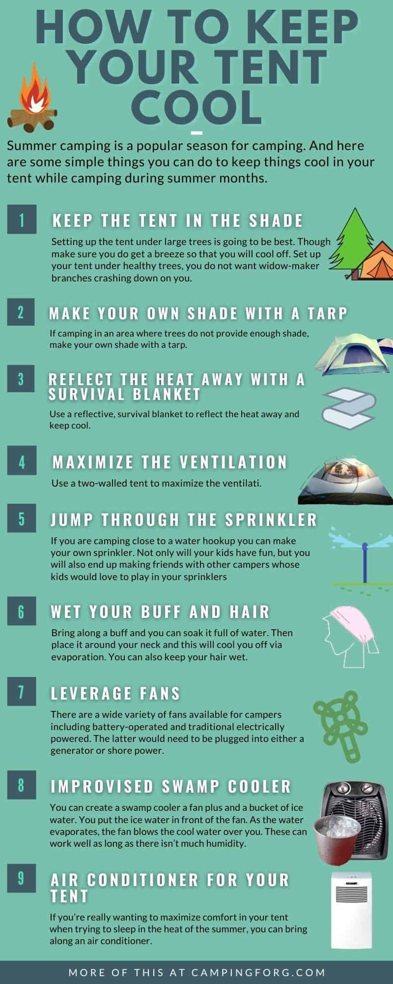 Infographic on how to keep your tent cool