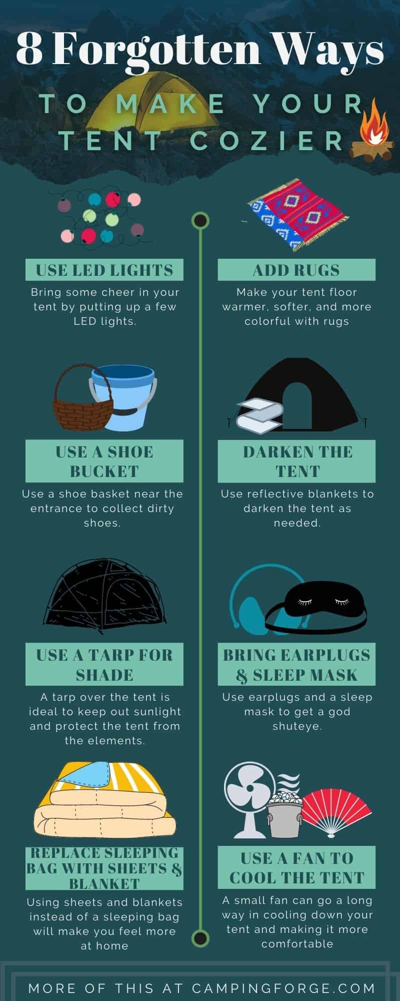 An infographic on how to make your tent cozy