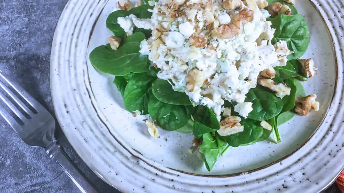 105 camping recipes camping Keto Chicken Salad with Spinach, Blue Cheese, and Walnuts