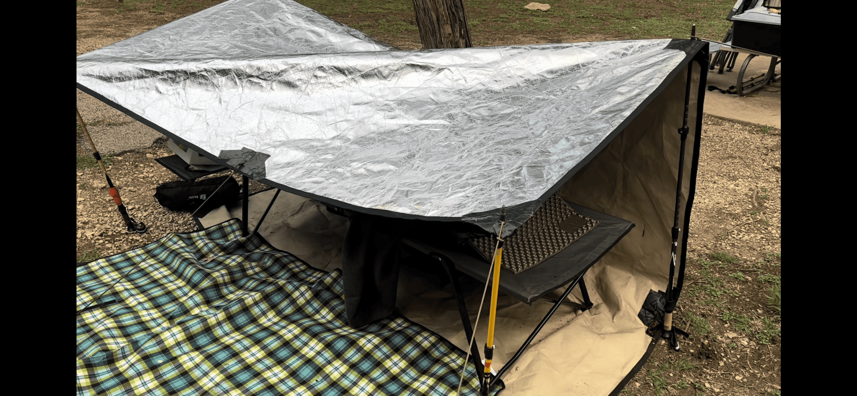 Photograph of a primitive camping cot