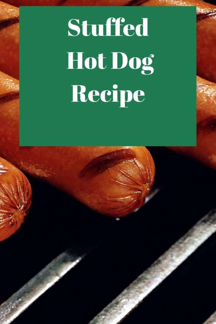 Pinterest image for Stuffed Hot Dog Recipe