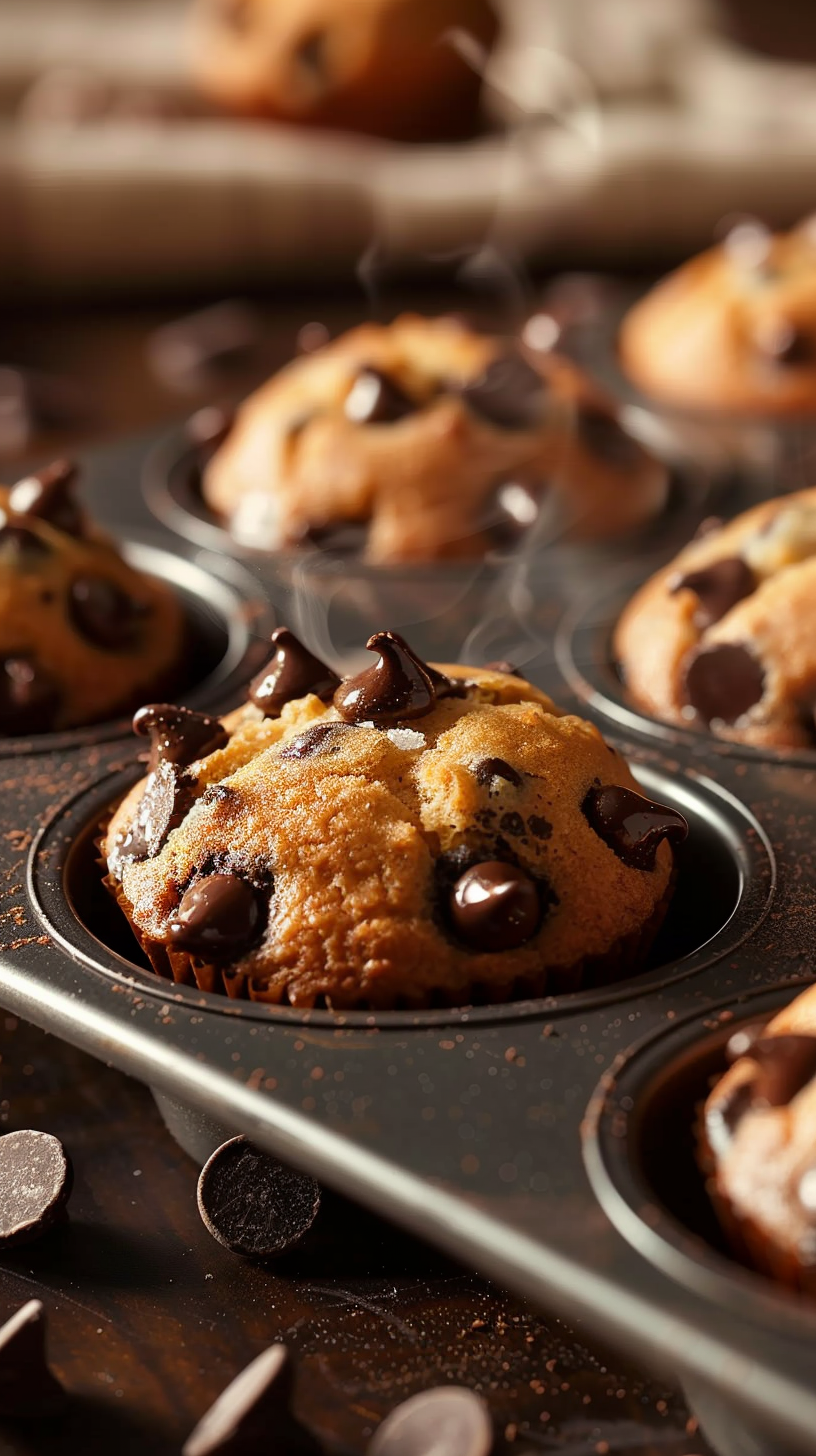 Photo of a Texas-Sized Chocolate Chip Muffins being baked