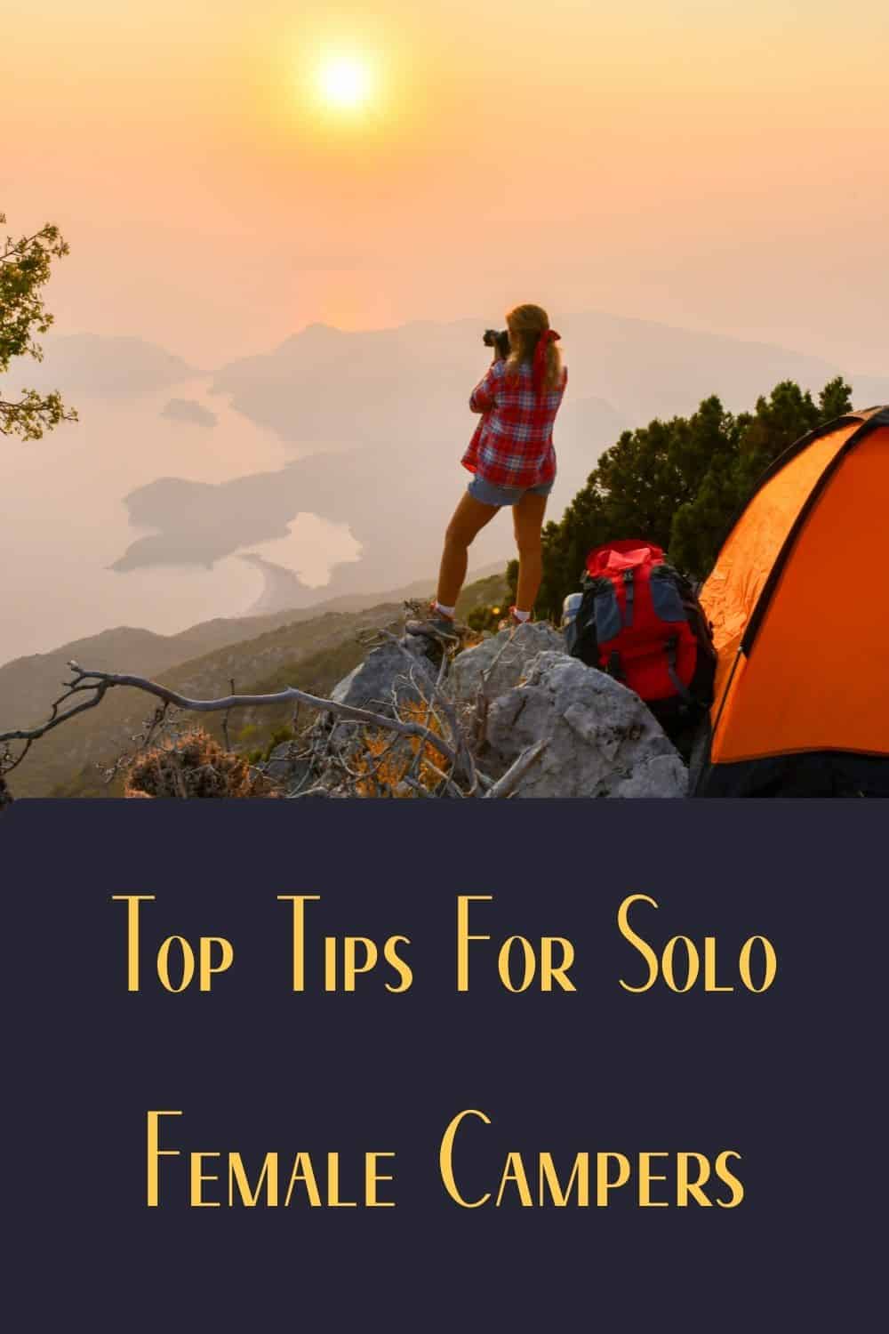 Pinterest image for Top Tips For Solo Female Campers | Women's Camping Essentials And Necessities