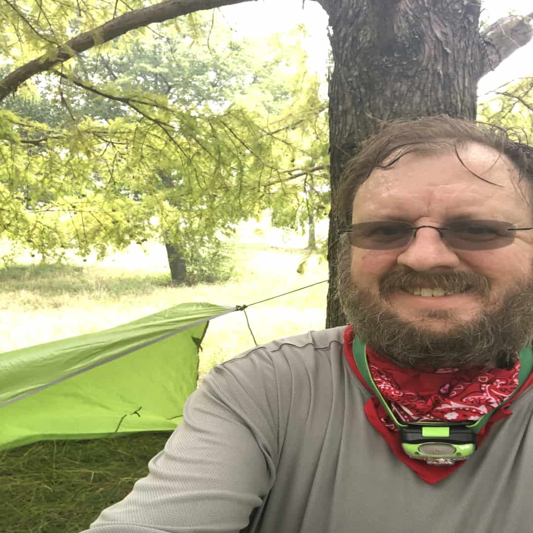 Mark Wilcox of Camping Forge with his winning survival tarp